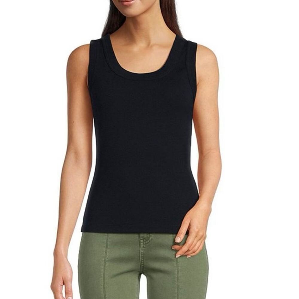 NWOT Nic + Zoe Perfect Stretch Knit Scoop Neck Sleeveless Tank in Black SZ XS